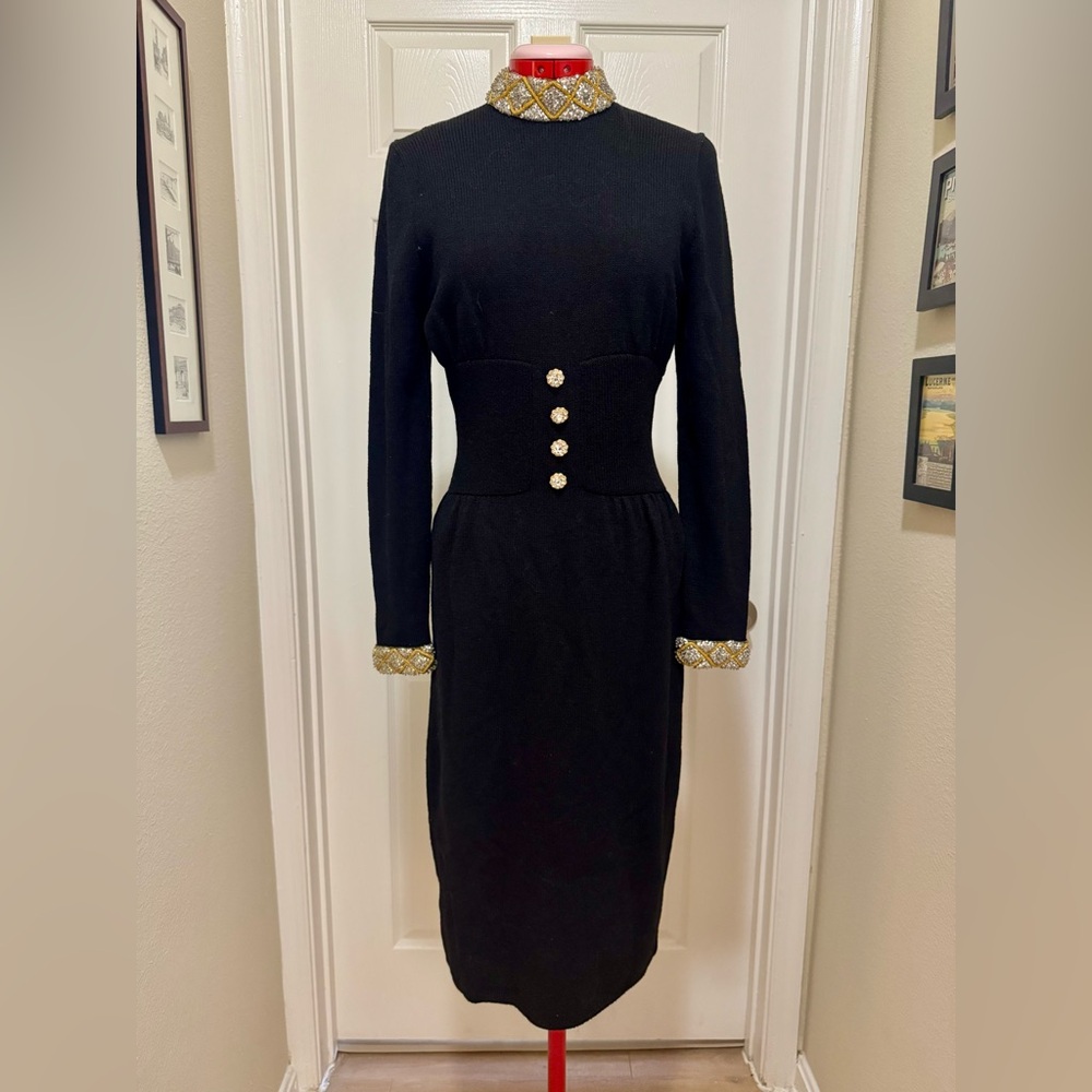 Vintage Saks Fifth Avenue Don Sayres for Wellmore Black Knit Dress, sz 4